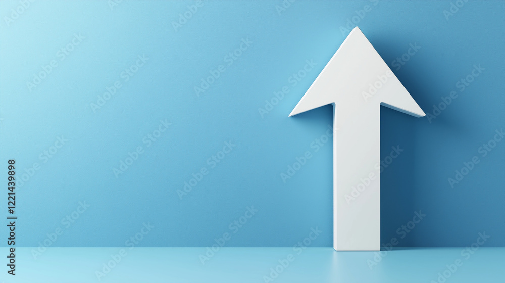 A large white arrow points upwards, set against a blue background, creating a bold and clear visual contrast.
A large white arrow points upwards, set against a blue background, creating a bold and clear visual contrast.