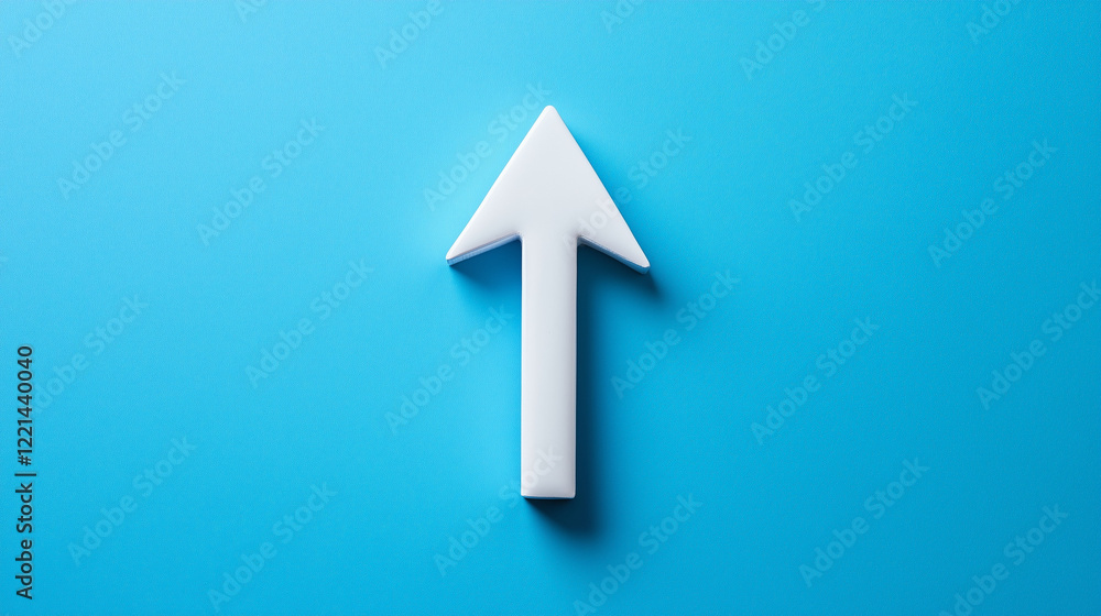 A large white arrow points upwards, set against a blue background, creating a bold and clear visual contrast.
A large white arrow points upwards, set against a blue background, creating a bold and clear visual contrast.