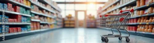 Wallpaper Mural Shopping cart in the middle of a grocery store aisle Torontodigital.ca