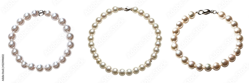 A Set of Gorgeous Pearl Necklaces Perfect for Formal Occasions Isolated on Transparent Background A Set of Gorgeous Pearl Necklaces Perfect for Formal Occasions Isolated on Transparent Background