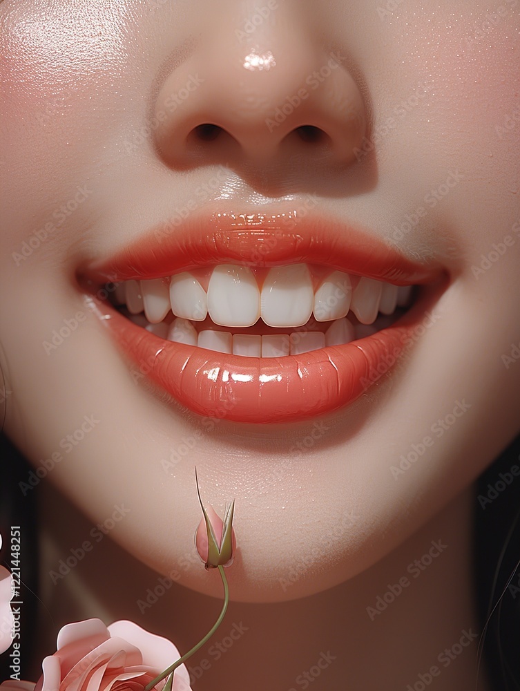 Obraz premium close up portrait of a woman with red lips