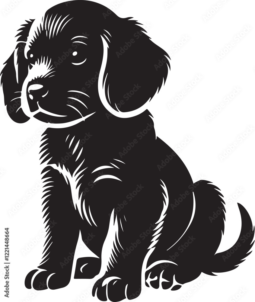 Obraz premium Cute Puppy Icon Silhouette Vector In White Background 