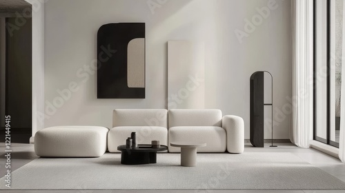 Spacious Modern Living Room With a Large Sectional Sofa, Elegant Decor, and Natural Light During the Day