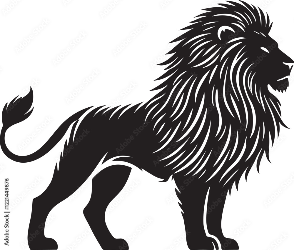 Lion Icon Silhouette Vector In White Background Lion Icon Silhouette Vector In White Background