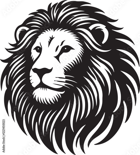 Lion Icon Silhouette Vector In White Background  photo