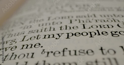 Holy Bible Macro Text Exodus 9 1 Let My People Go Pan Right