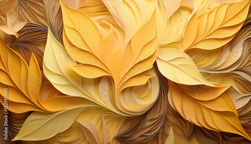 leaves background, wallpaper featuring abstract pastel Yellow leaves, floral design, and leaves
