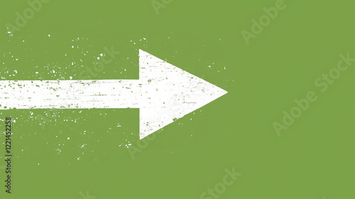 A large white arrow points to the right, set against a green background, creating a bold and clear visual contrast.