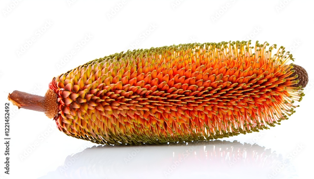 A detailed Banksia flower captured in high resolution, isolated on a white background. The natural textures and unique shape of the flower make it a perfect choice for nature, botany, and themes. A detailed Banksia flower captured in high resolution, isolated on a white background. The natural textures and unique shape of the flower make it a perfect choice for nature, botany, and themes.