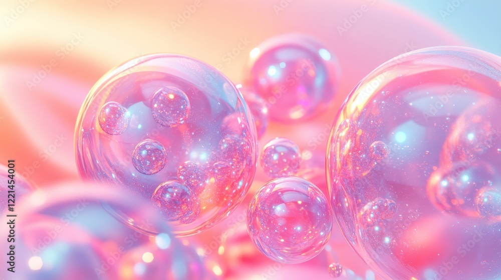 Whimsical Pink Bubbles on Soft Background Whimsical Pink Bubbles on Soft Background