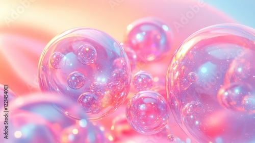 Whimsical Pink Bubbles on Soft Background