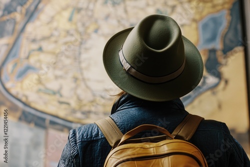 A hiker checks their route on a map, likely preparing for an adventure photo