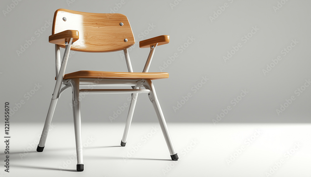 Fototapeta premium Elegant school desk and chair set on white background showcasing luxury design and high-quality craftsmanship