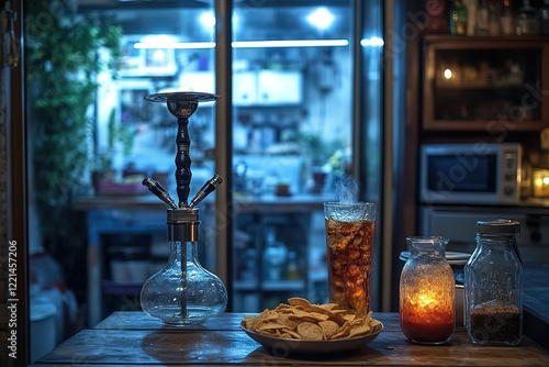 Wallpaper Mural Relaxing evening scene with hookah snacks and a drink Torontodigital.ca