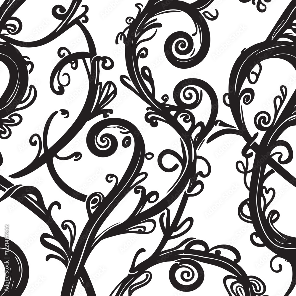 Hand-Drawn Background with black floral patterns Hand-Drawn Background with black floral patterns