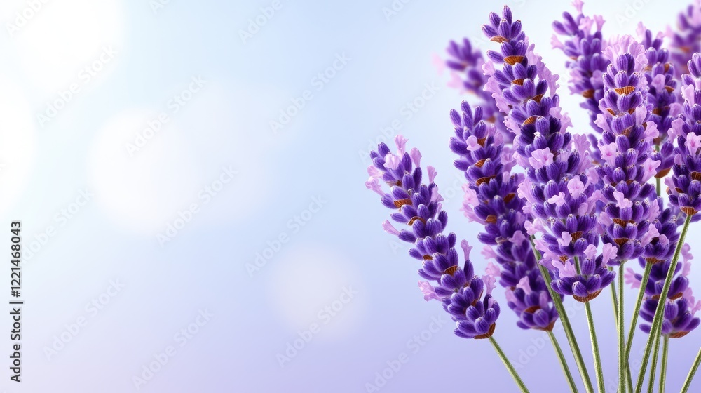 Fototapeta premium Purple Lavender Flowers Bouquet Soft Light Background