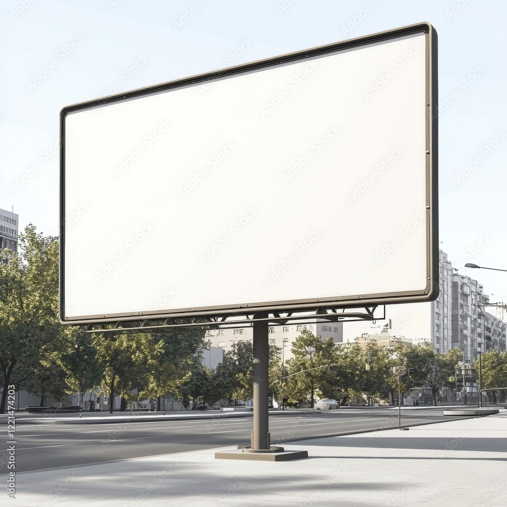 Obraz premium 3D icon cartoon blank billboard on a city street, isolated on a white background --quality 2