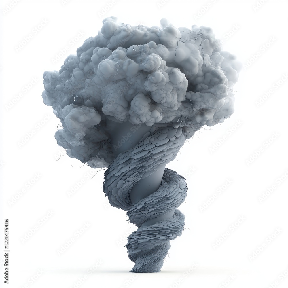3D icon cartoon dark storm clouds forming a dangerous tornado isolated on a white background --quality 2 3D icon cartoon dark storm clouds forming a dangerous tornado isolated on a white background --quality 2