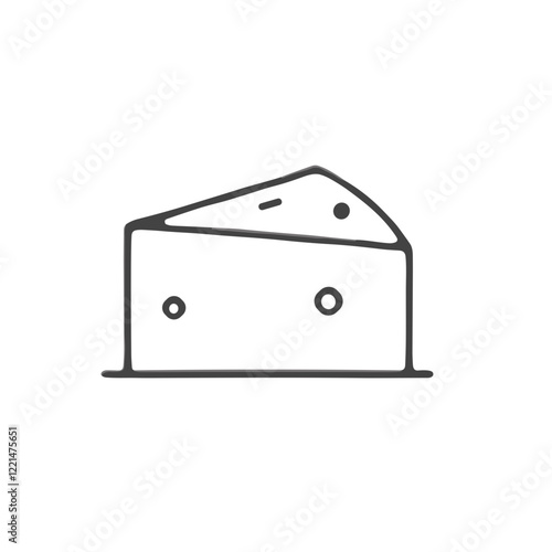 Cheese wedge icon in minimalist black and white line art.