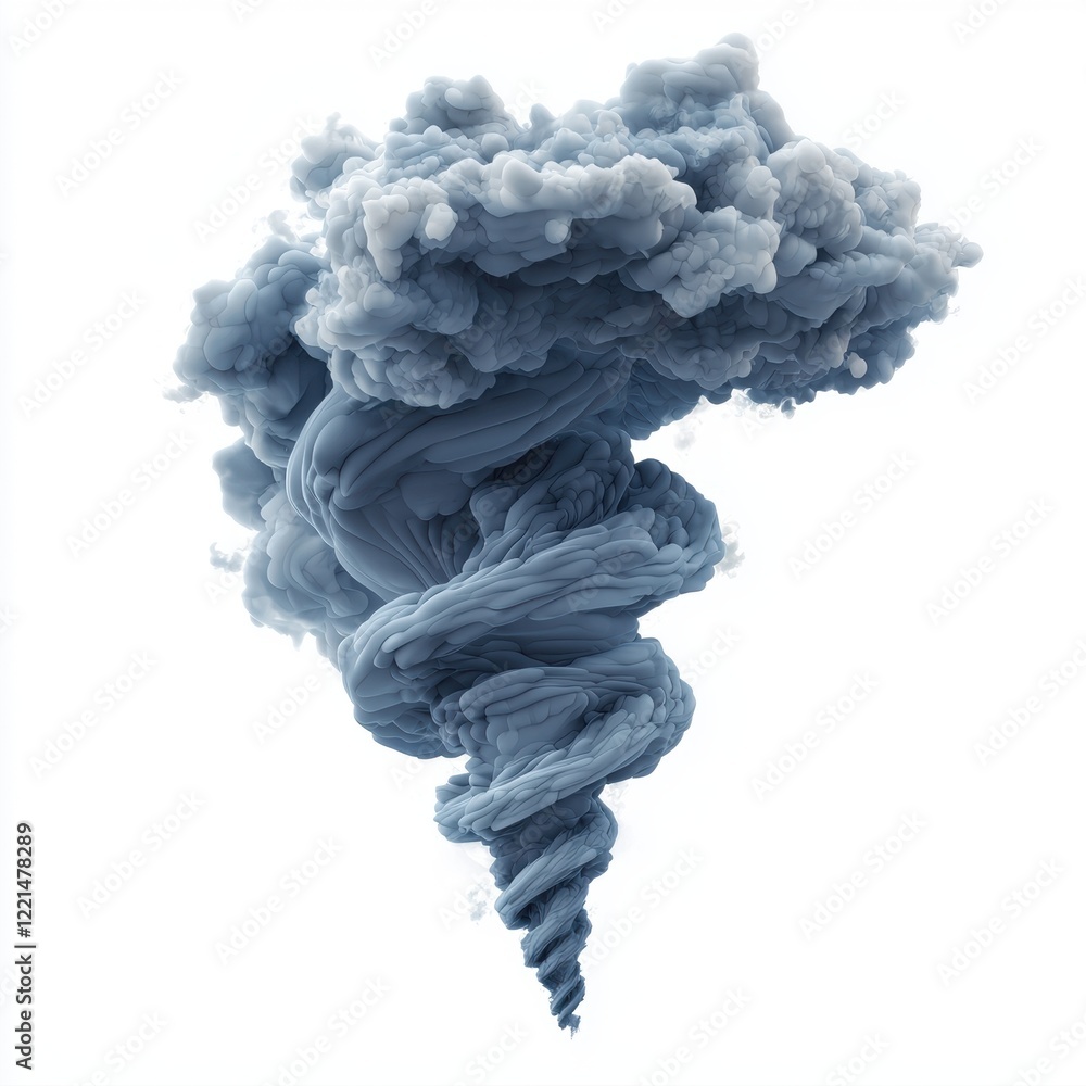 3D icon cartoon dark storm clouds forming a dangerous tornado isolated on a white background 3D icon cartoon dark storm clouds forming a dangerous tornado isolated on a white background