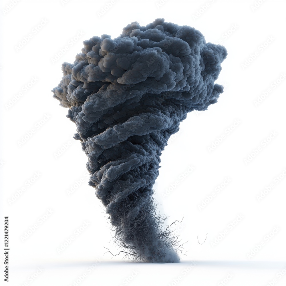 3D icon cartoon dark storm clouds forming a dangerous tornado isolated on a white background --quality 2 3D icon cartoon dark storm clouds forming a dangerous tornado isolated on a white background --quality 2