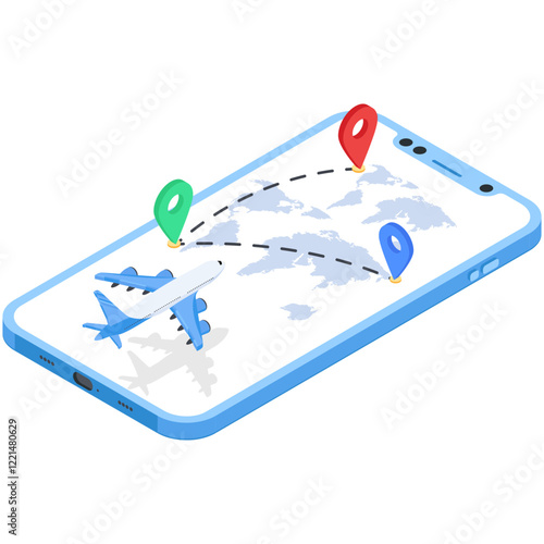 Travel Planning and Navigation App Isometric Illustration