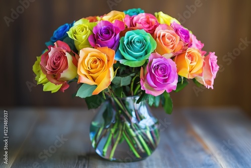 Unique color gradients in each petal of a vibrant rose arrangement