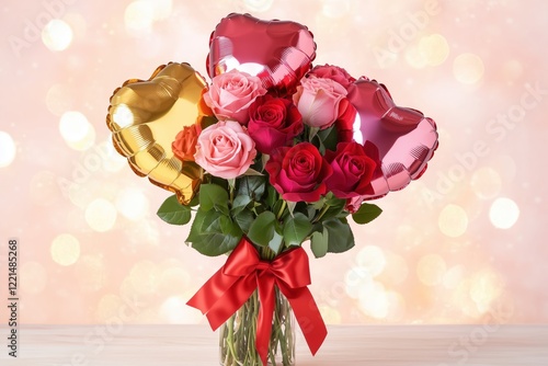 Sparkling bouquet with balloons, perfect for special moments
