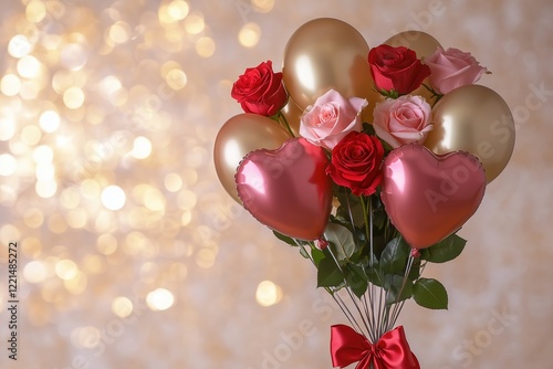 Romantic Valentine’s bouquet with subtle lighting and soft tones