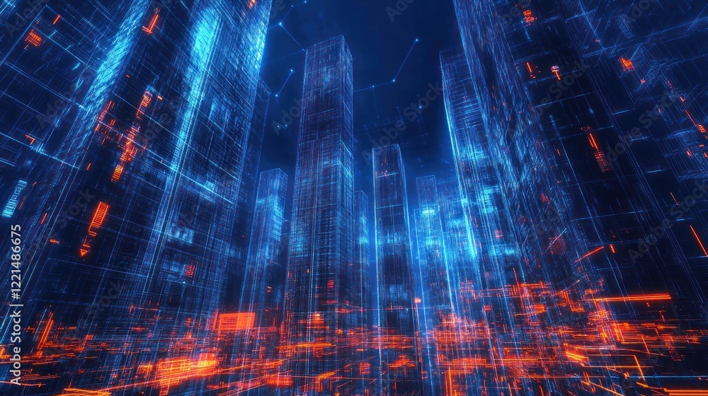 Cyberpunk Cityscape: Digital Metropolis at Night Cyberpunk Cityscape: Digital Metropolis at Night