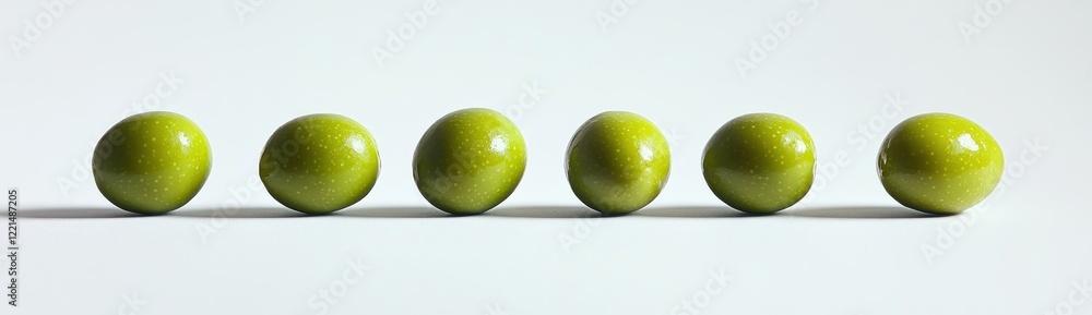 Green Spheres Minimalist Row Simple Studio Shot Light Background Green Spheres Minimalist Row Simple Studio Shot Light Background