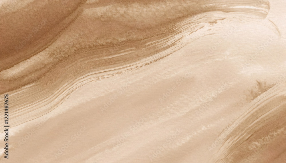 Fototapeta premium Light brown watercolor brush strokes forming gentle waves, lending artistic texture to design compositions and creative backgrounds