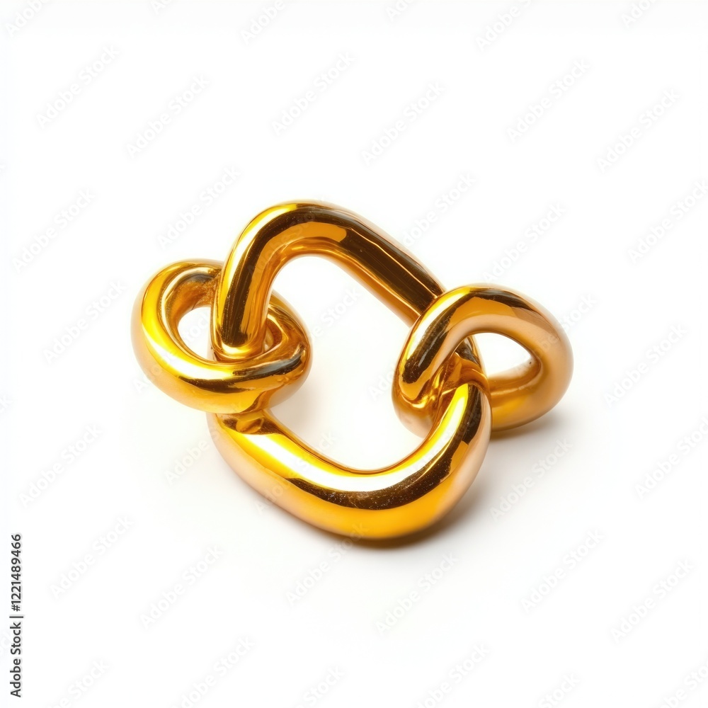 Obraz premium A close-up shot of a shiny gold link on a white surface, perfect for jewelry or accessory designs