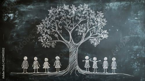 A family tree drawn on a chalkboard, symbolizing legacy and longterm family planning