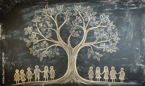 A family tree drawn on a chalkboard, symbolizing legacy and longterm family planning