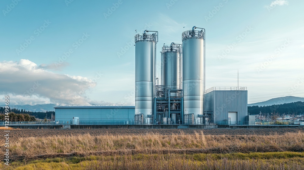 Modern Industrial Plant in Rural Landscape Modern Industrial Plant in Rural Landscape