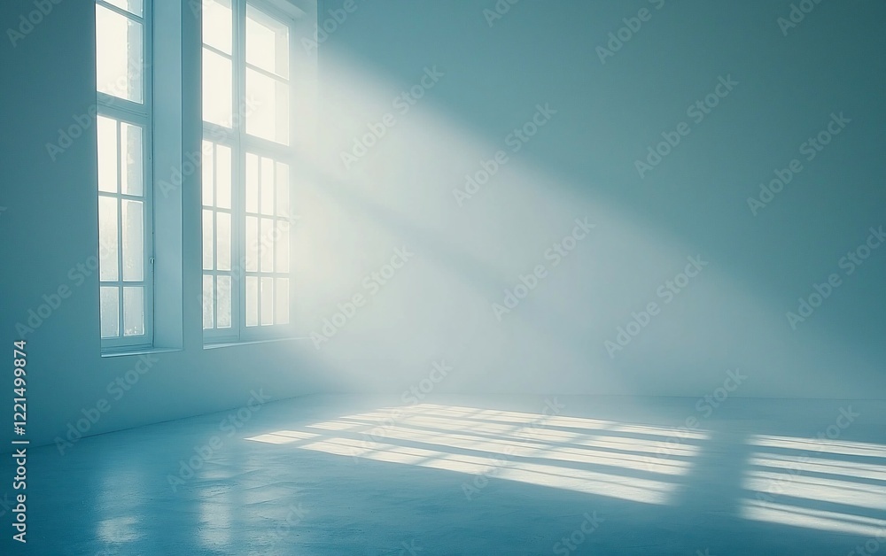Obraz premium Sunbeams through window in empty room.