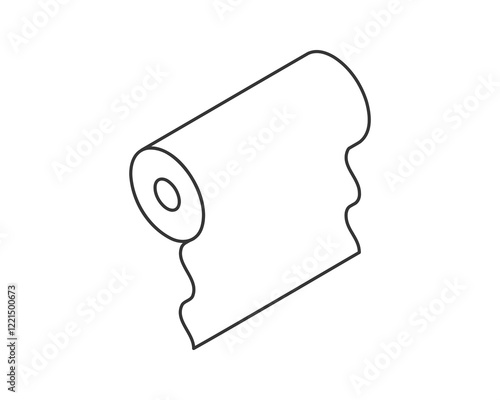 Simple line art illustration of a roll of paper.  Perfect for websites, apps, or presentations needing a clean, minimalist design.