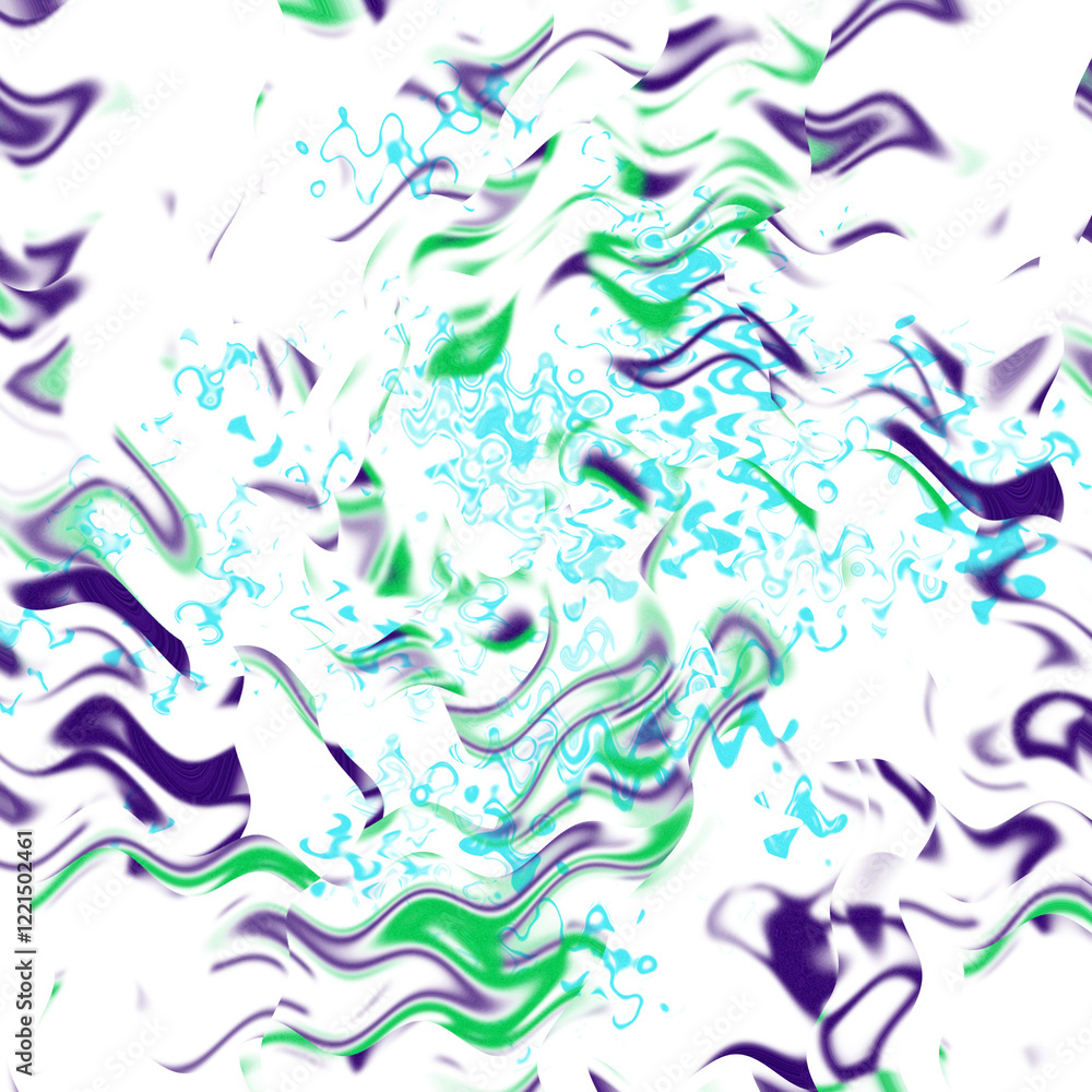 Fototapeta premium An abstract transparent psychedelic wavy liquid splatter design element overlay.