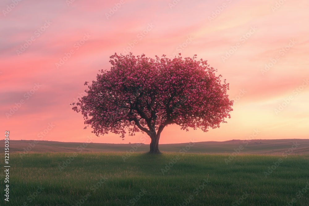 Obraz premium Tree with blooming branches, framed by a dreamy setting