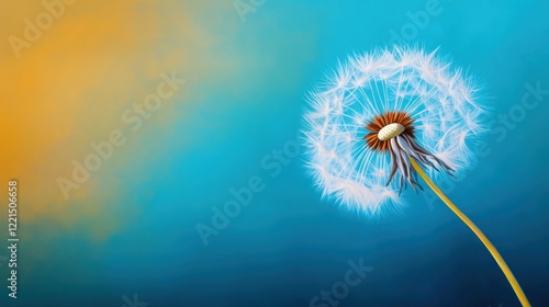 Dandelion seed dispersal action nature setting close-up view vibrant background photo