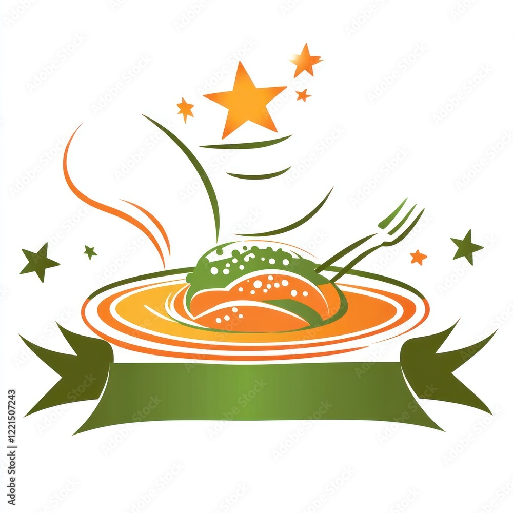 Obraz premium Delicious food, chef's special, restaurant logo, appetizing dish, restaurant emblem