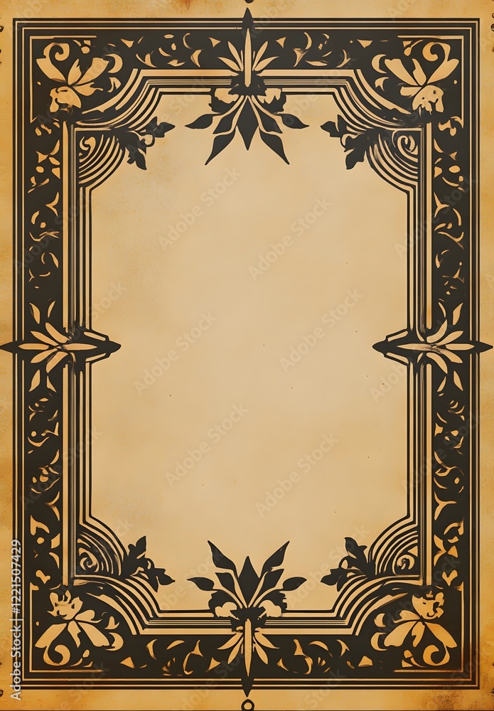 Obraz premium Template of a frame for cards or books. on aged paper