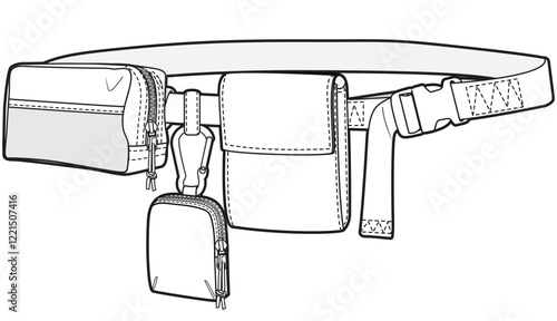 modern bum bag flat sketch vector illustration 