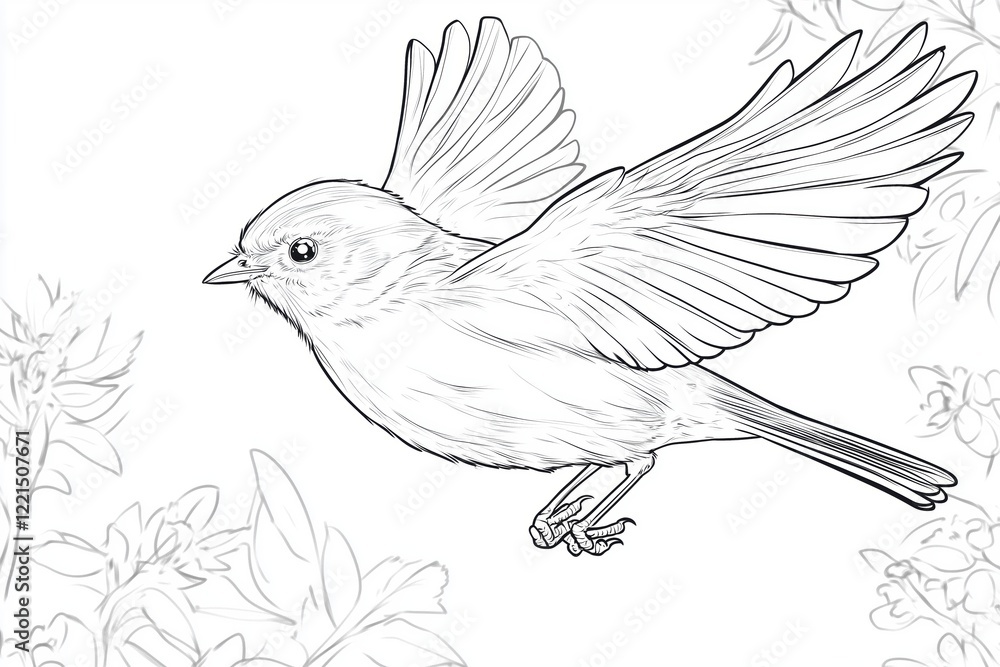 Obraz premium Bird outline with open wings and short legs, ideal for kids