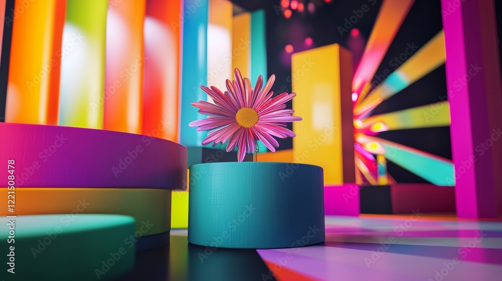 Vivid abstract geometric podiums with bold colors Vivid abstract geometric podiums with bold colors