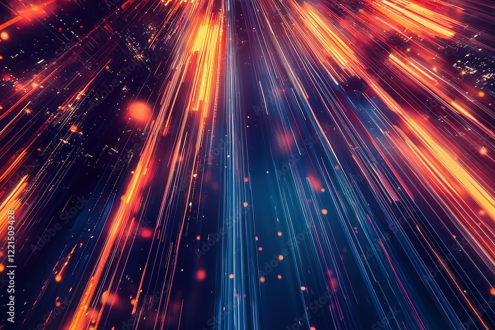 Fototapeta premium Abstract Background with Vibrant Orange and Blue Light Streaks