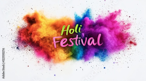 Obraz na płótnie Vibrant holi powder exploding against a white background creates a festive atmosphere, celebrating the joyful spirit of the holi festival with an explosion of colors w salonie