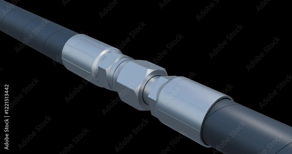 Hydraulic hose connection; Hydraulic system animation; Hydraulic machinery system: Hydraulic hose fittings
