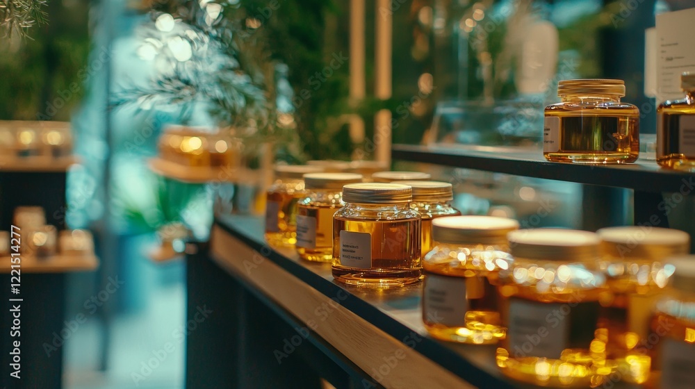 Luxury Bottles on Display in a High-End Store Luxury Bottles on Display in a High-End Store